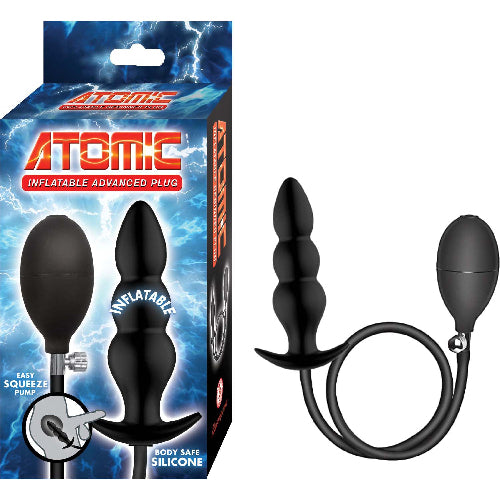 atomic inflatable plug - blue and red package next to black plug