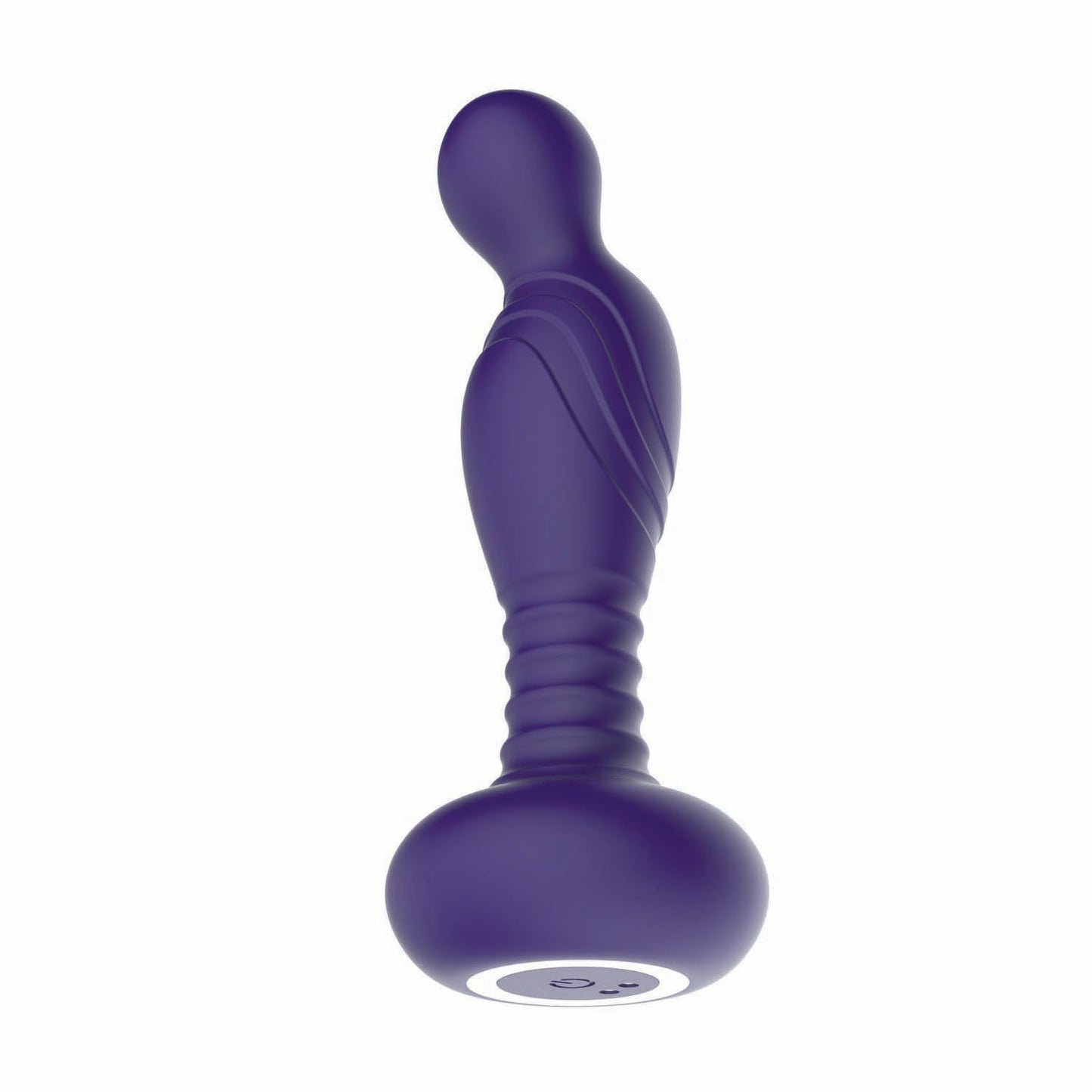 the royale p-spot pleasure vibrator bottom view with power button on bottom