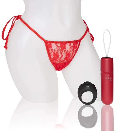 red remote control panty vibe with red vibrating bullet and ring remote control
