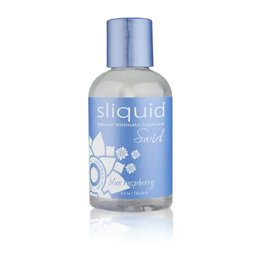 Sliquid Swirl Blue Raspberry Bottle With Light Blue Label and Light Blue Cap