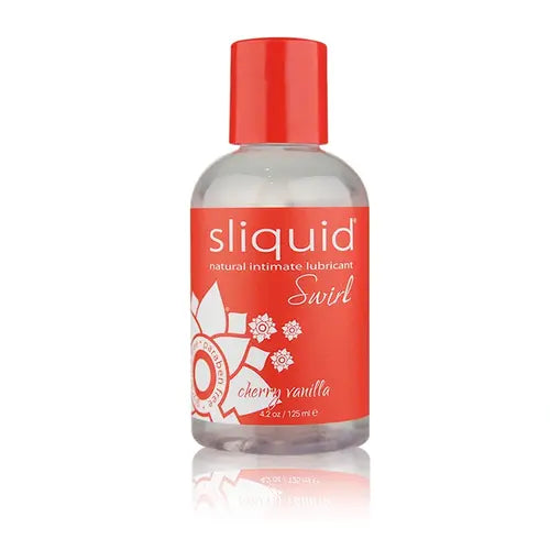 Sliquid Swirl Cherry Vanilla Bottle With Red Label and Red Cap