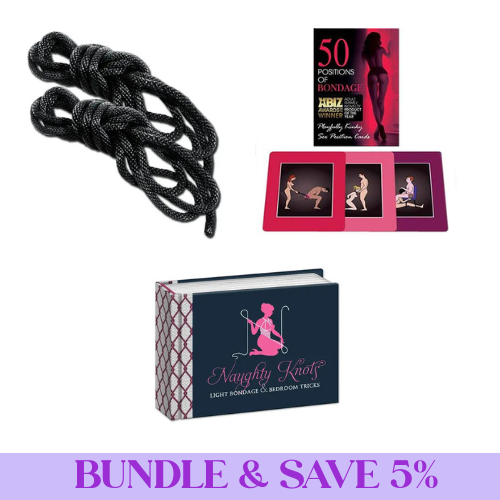 intro to bondage - rope, card game and book items with purple banner at bottom