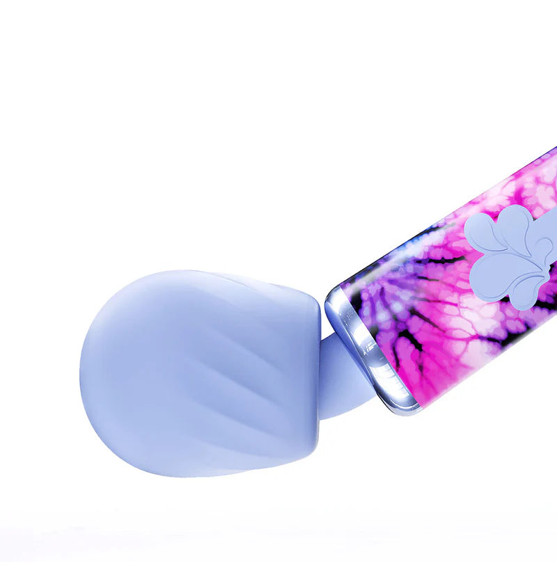 JOURNEE mini vibrator - purple tip with tie dye handle, showing flexible tip