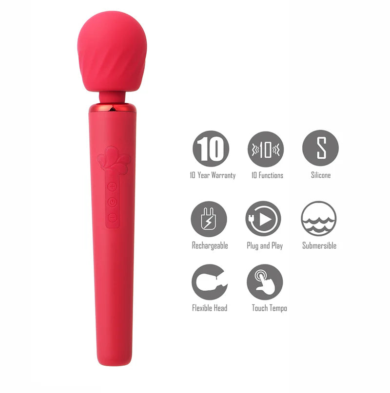 red maia wand vibrator with details