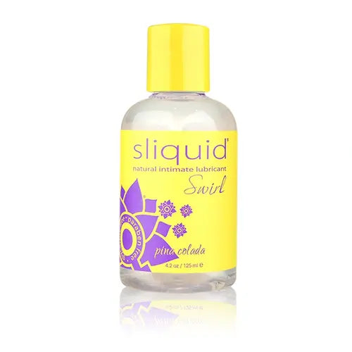 Sliquid Swirl Pina Colada Bottle With Yellow Label and Yellow Cap