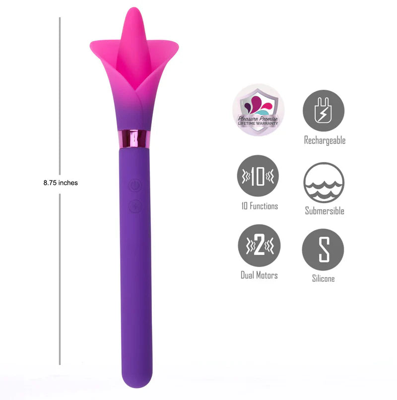 VALA flower vibrator - purple toy with pink next to details