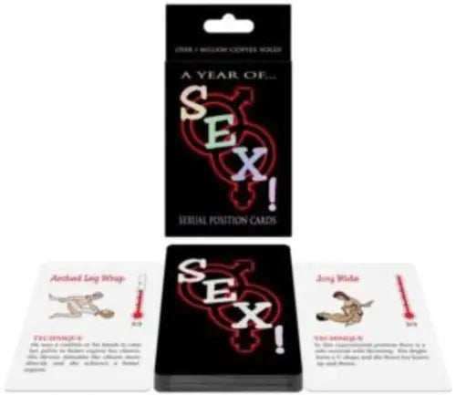 a year of sex card game - black box and cards with arousing image