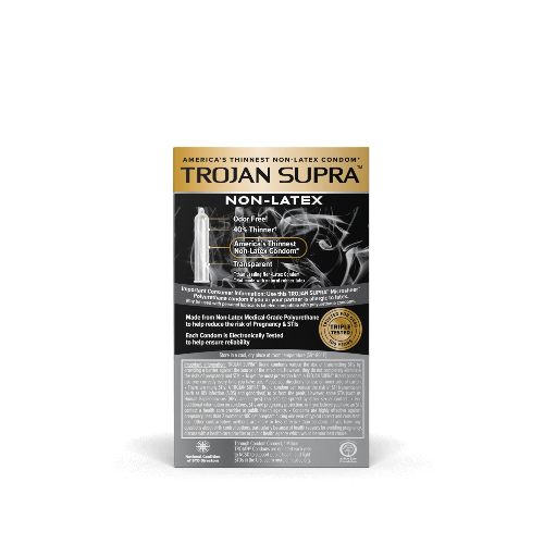 trojan supra non-latex condoms back of package