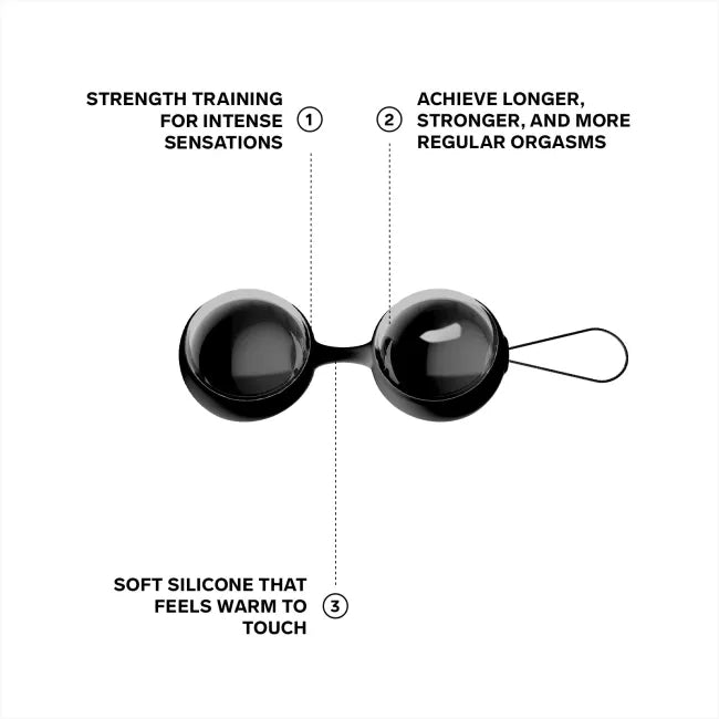 LELO Beads Noir - two black beads with product details