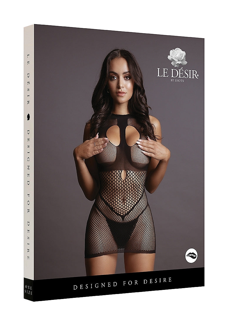 Shots - Le Désir Duo Net Open Cup Mini Dress - Black