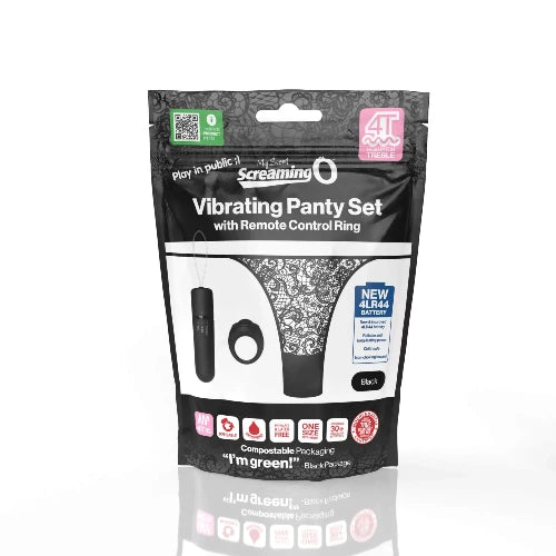 black vibrating panty set package