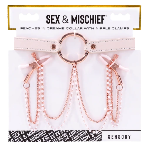 peach collar with rose gold accents on white and black package