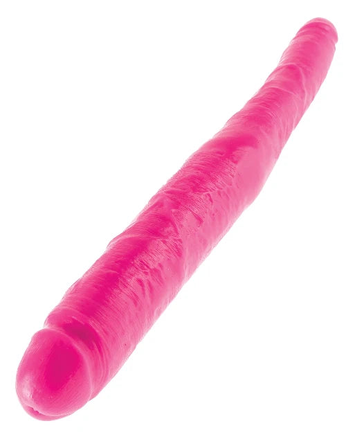 Dillio Double Dong 16 inches - pink dildo against white background