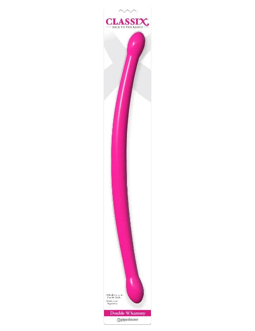 Pink Double Whammy double ended dildo in white package