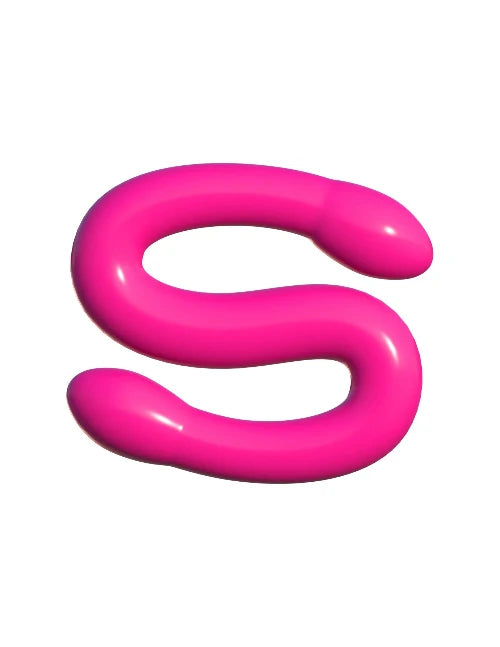 Pink Double Whammy double ended dildo shaped like an "S" against white background