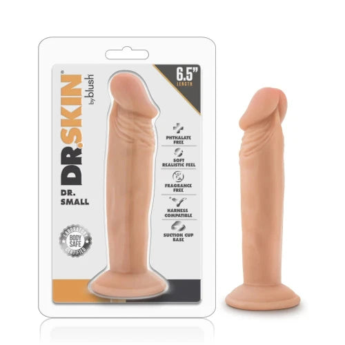 dr skin dildo in white and gray package