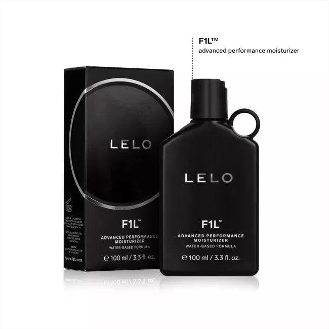 F1L advanced performance moisturizer - black box on left and black bottle on right
