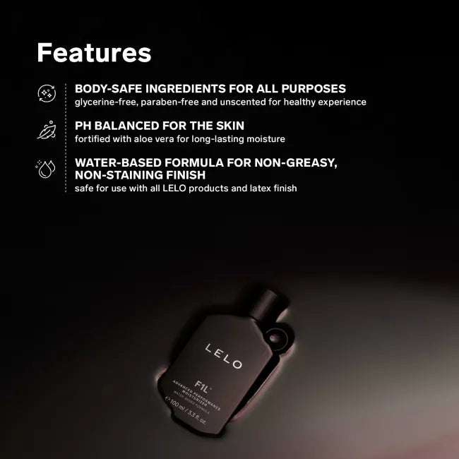 F1L advanced performance moisturizer - black bottle against black background with features listed