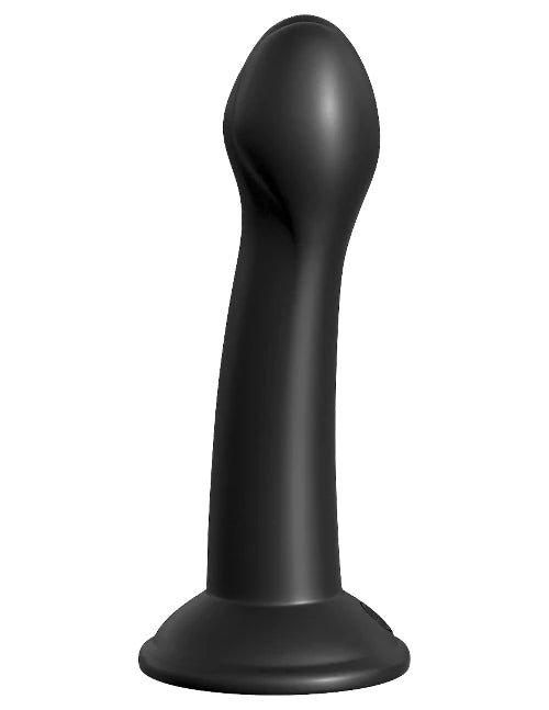 6.5 inch black dildo against white background