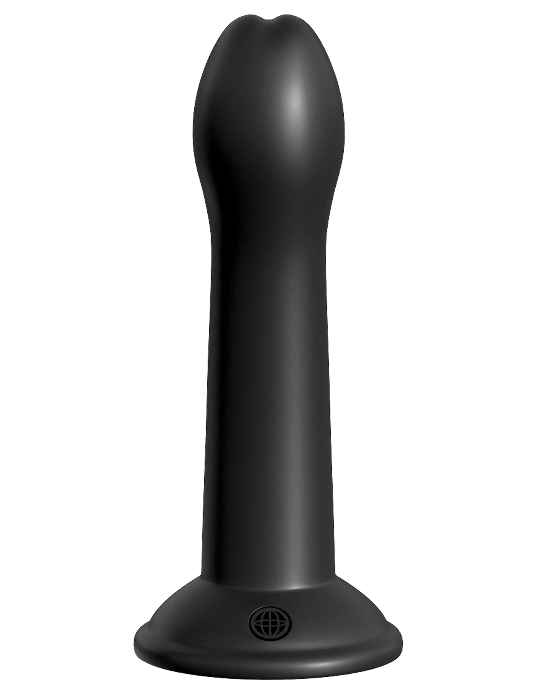 6.5 inch black dildo against white background