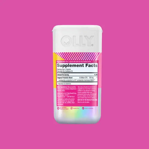 olly happy hoo-ha jar back - magenta background