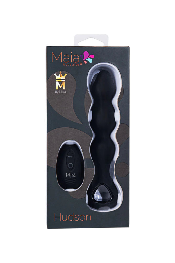 HUDSON black beaded butt plug in package