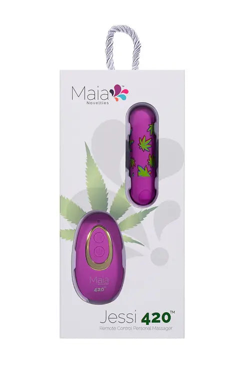 Jessi purple remote control bullet vibrator in white packaging