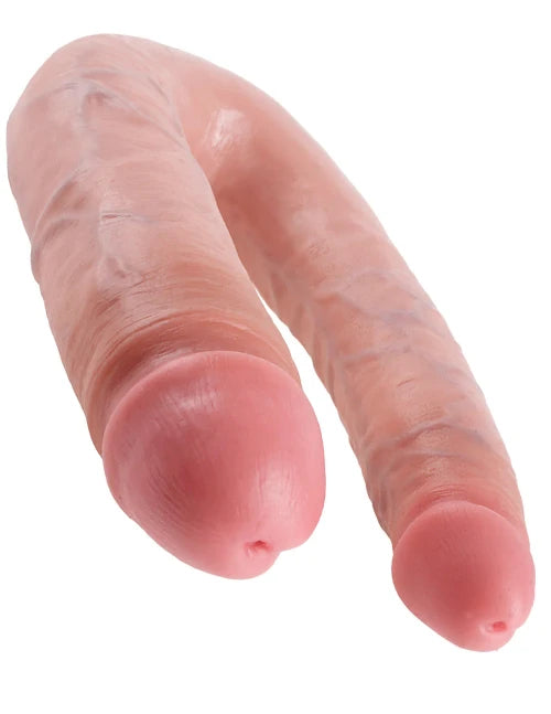 king cock realistic 7 inch double dildo against white background