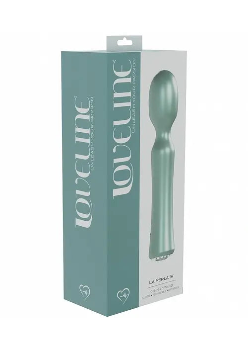 light green shiny vibrator in green and white package