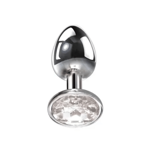 large metal butt plug with clear gem base