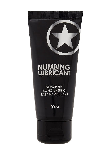 black tube of numbing lubricant with white lettering and star logo
