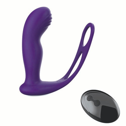 p-spot massager purple vibrator and rings side view with remote control