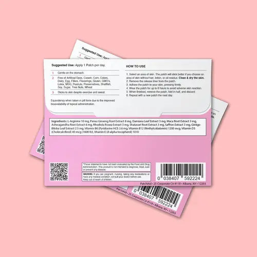 awaken her female libido patch - back - pink packaging against pink background