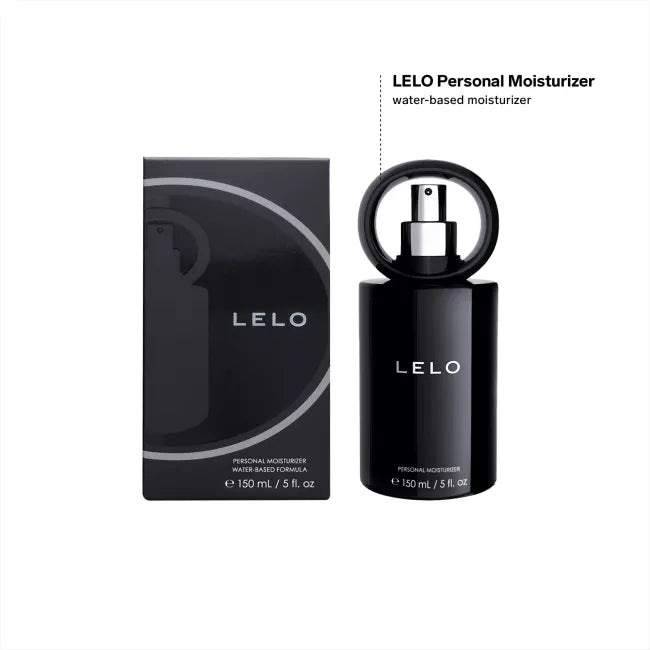 LELO personal moisturizer - black spray bottle against white background with package