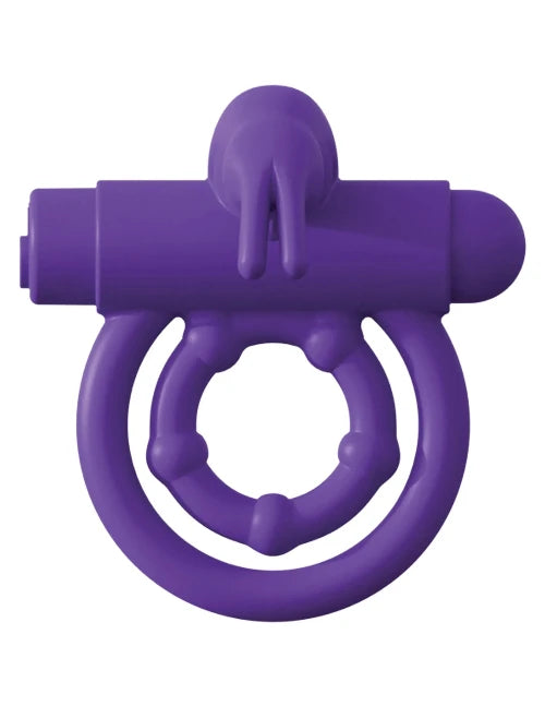 purple fantasy c-ringz rabbit cock ring against white background