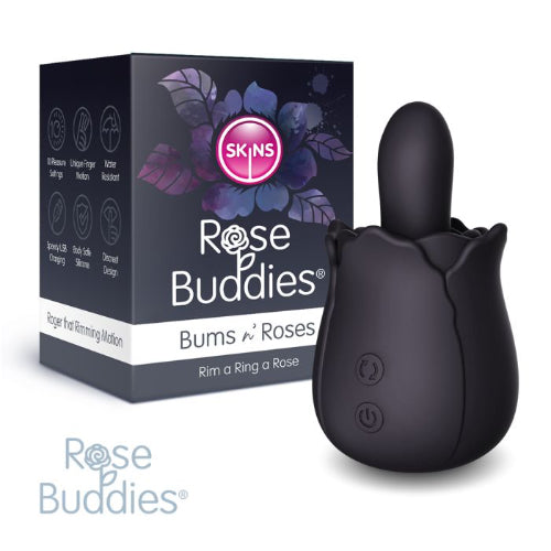 black rimming rose toy next to black and white package