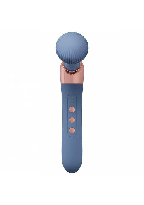 light blue serenity wand vibrator against white background - front view