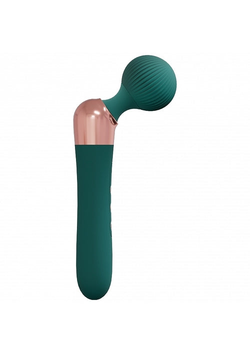 Forest Green Serenity Vibrator against white background - side view