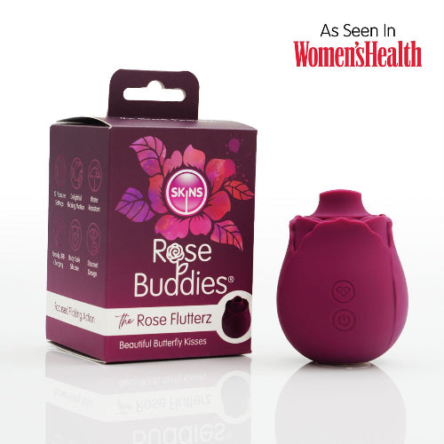 crimson rose toy next to crimson packaging with words as seen in women's health