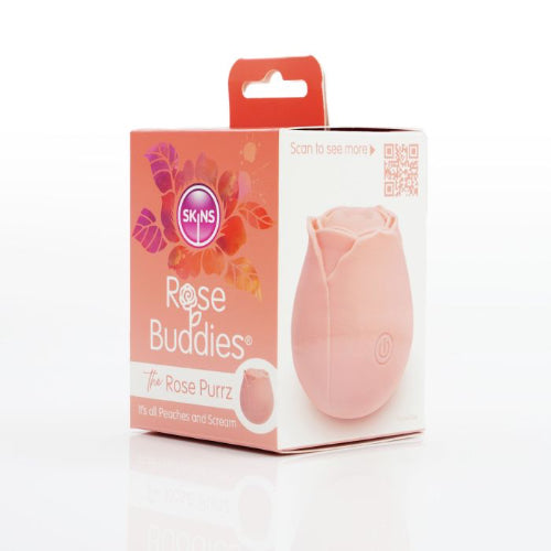 peach rose purrz toy package against white background
