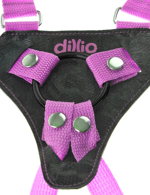 Close up of Dillio suspender harness silicone ring and snap buttons