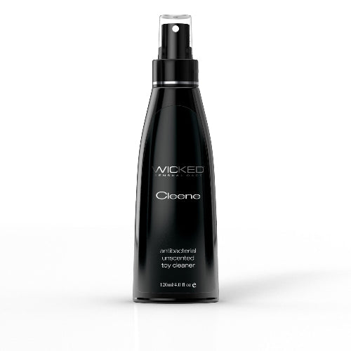 black spray bottle with silver lettering