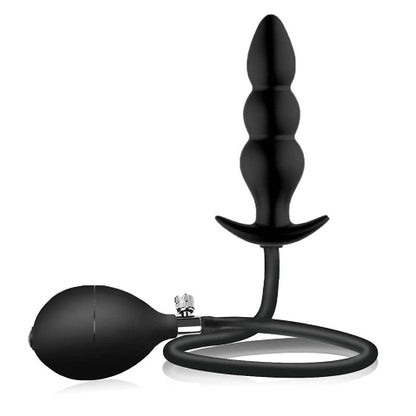 inflatable anal plug - black against white background