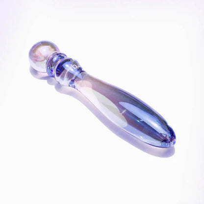 Cecii rainbow glass dildo against white background