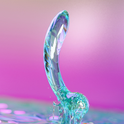 Biird - Kalii Glass G-spot Dildo - Rainbow Purple