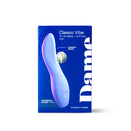 dame dip periwinkle blue box against white background
