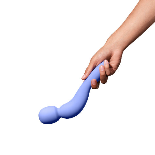 hand holding periwinkle com wand vibrator