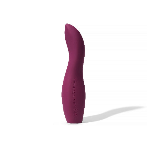 plum dame dip vibrator side view against white background