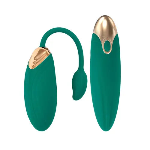 Blaze Dual Massager Kit - two green and gold vibrators, one with removal string and one without