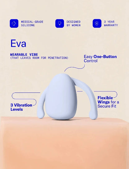 Eva Vibrator in ice color with product specifications